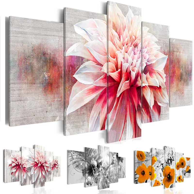 

No Frame Canvas Painting Garden of The Jungle 5 Panels Wall Art Decoration Living Room Poster Picture Home Decor