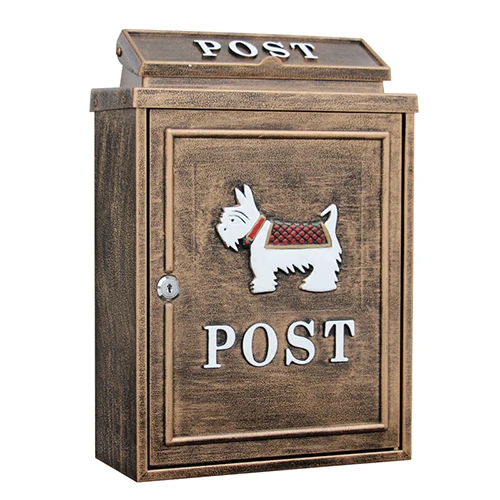 

European villa letter box outdoor rainproof mailbox wall-mounted lock post large garden creative letter box Cute puppy mailbox