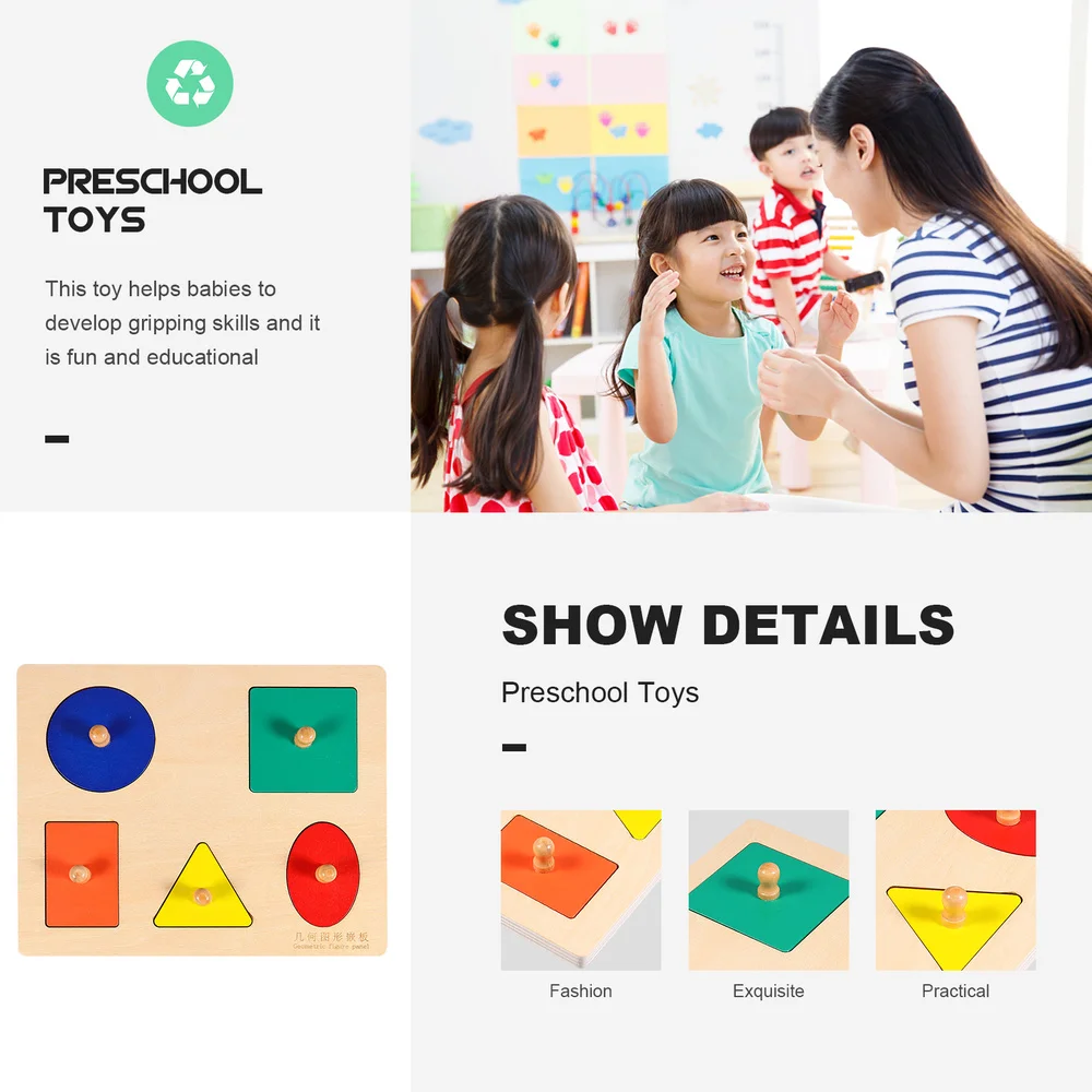 

1 Set Wood Geometric Shape Puzzle with Multiple Color and Shape Baby Gift