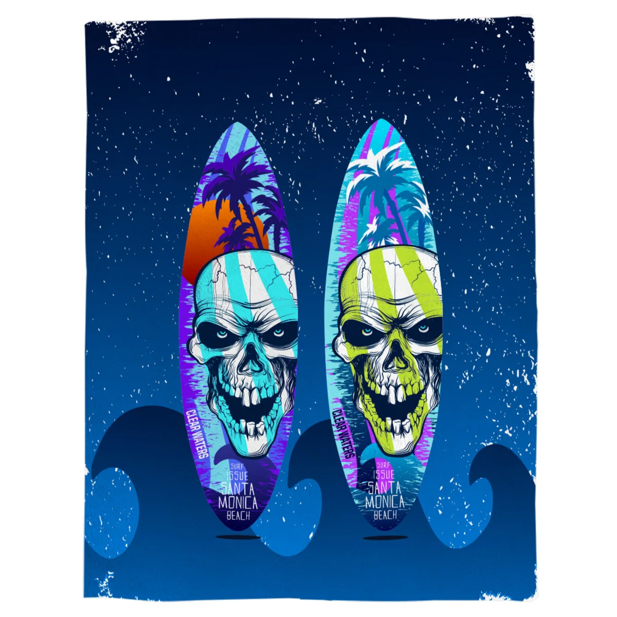 

Skeleton Surfboard Throw Blanket Portable Soft Bedspread Microfiber Flannel Blankets for Beds