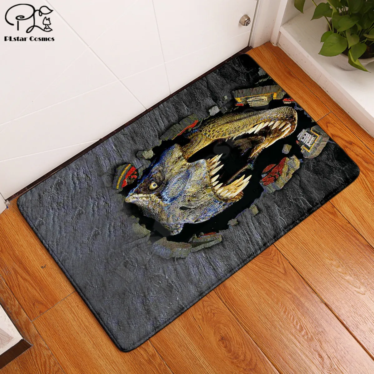 

Funny Halloween dinosaur Vintage Cassette Tape Indoor Doormat Non Slip Door Floor Mats Carpet Rugs Decor Porch Doormat