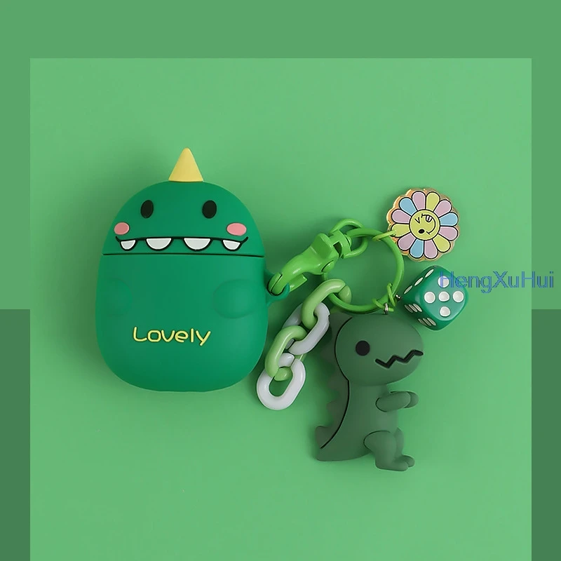 Чехол с симпатичным динозавром для беспроводной Bluetooth-гарнитуры Apple Airpods2 мягкий