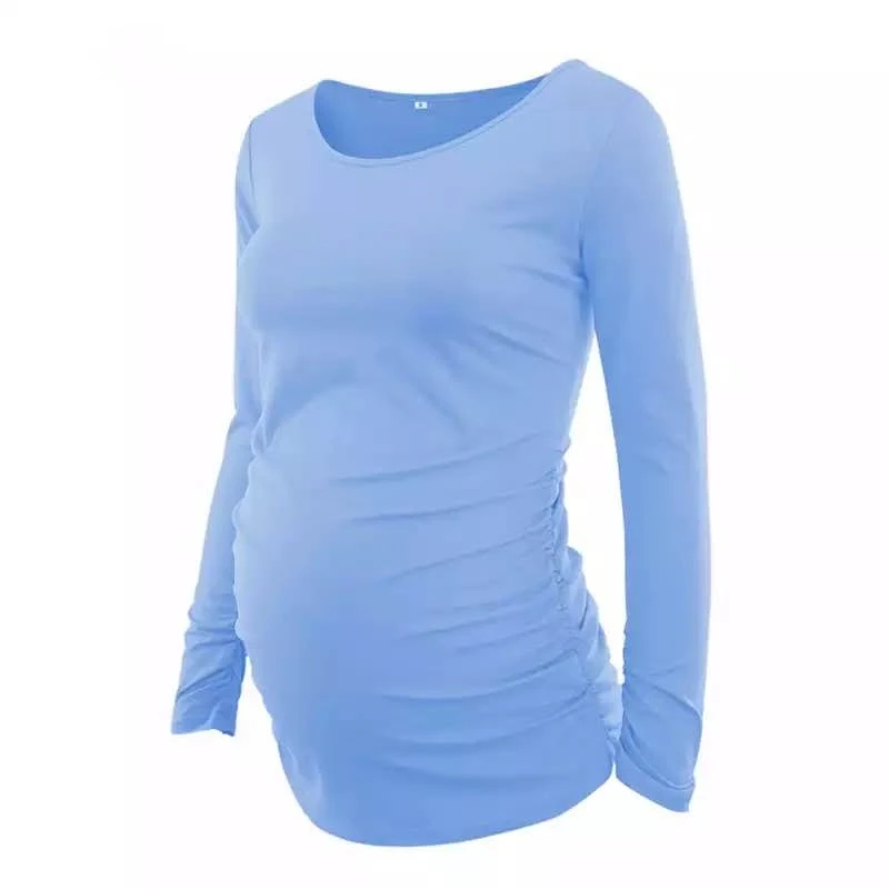 Women Maternity Long Sleeve Solid Color Tops T-shirt for Breastfeeding Pregnancy Maternity Clothes Top Mom Tshirt