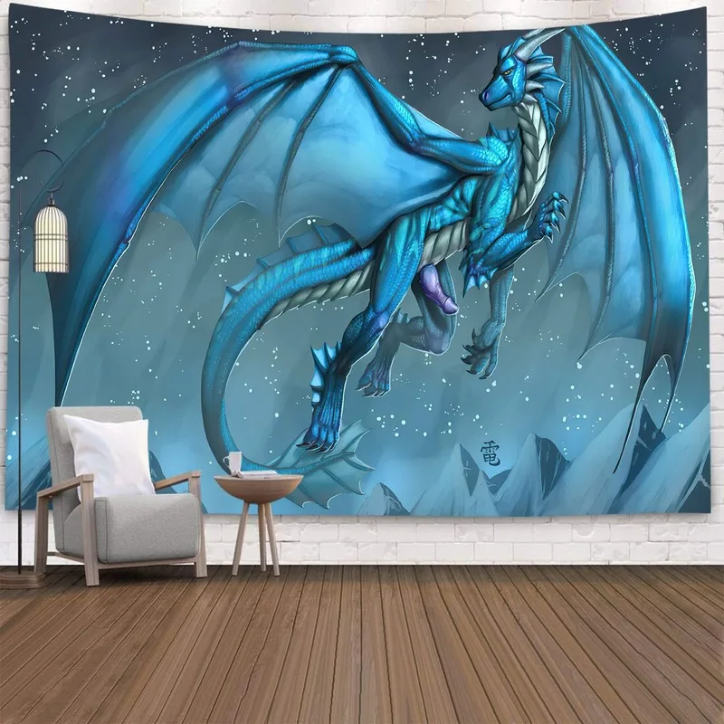 Purple dragon tapestry wall hanging fantasy theme wall art hanging cloth home bedroom bedside decoration background cloth images - 6