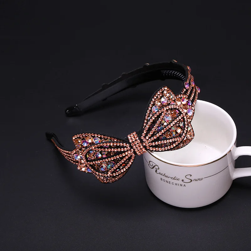 

2020 New Alloy Rhinestone Headband Fashion Elegant Lady Headwear Australia Rhinestone Bow Headband for Women Hair Accessories