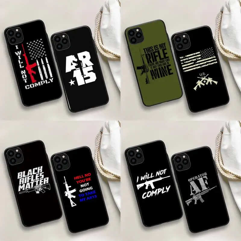

AR-15 Gun Phone Case For iPhone 13 12 mini 11 Pro max 8 7 6S Plus X XS 5S SE 2020 XR Capa
