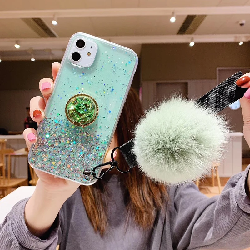 DIY 3D Алмазный Держатель подставка блестящий шарик для волос Мягкий чехол