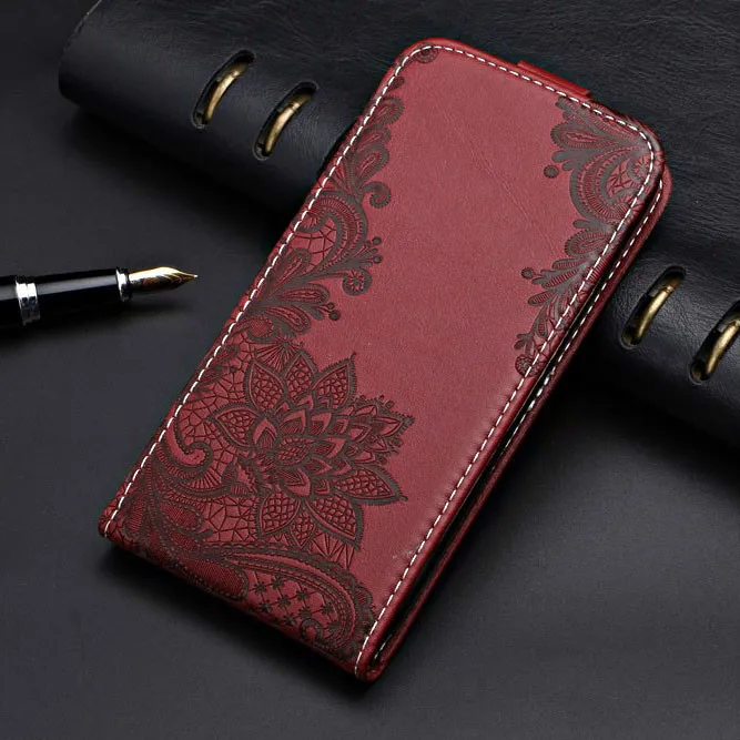Lace Winered Чехол на A50 для samsung Galaxy A50s A50 S чехол ТПУ Флип кожаный чехол 3D Цветочный милый узор вертикальные чехлы - Цвет: Lace Winered