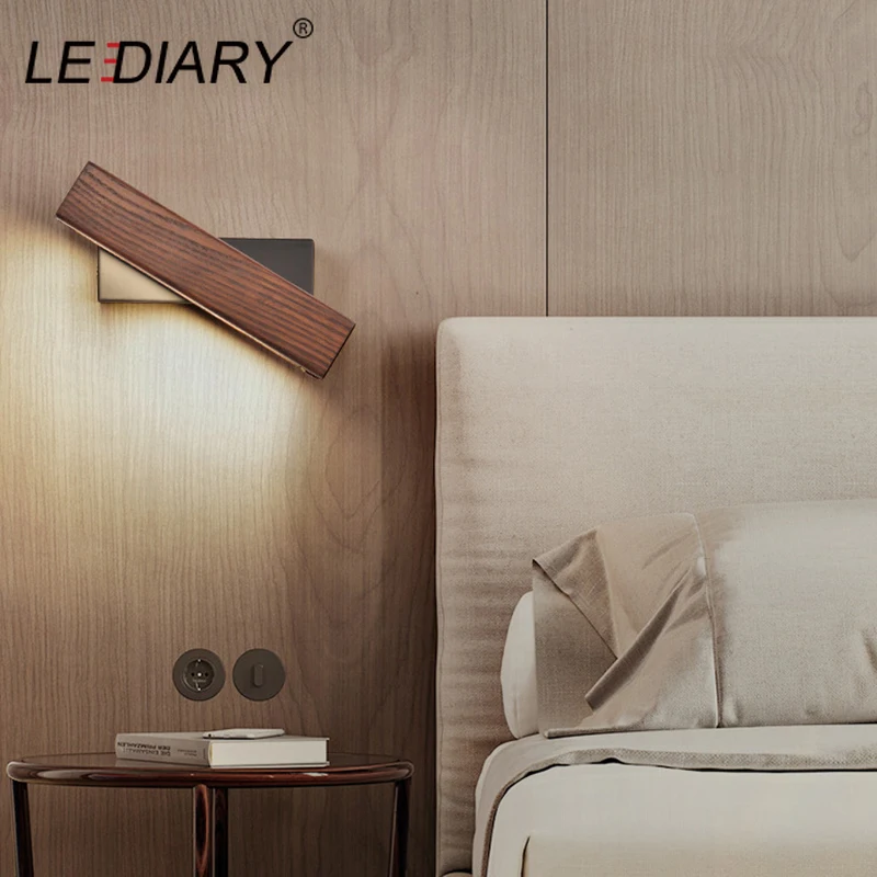 LEDIARY скандинавский настенный светильник для гостиной с натуральным деревом 3