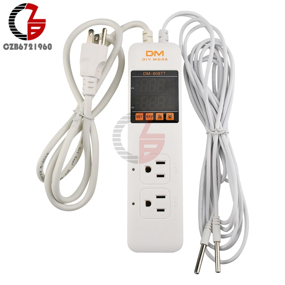 ac 85v 250v 10a dm 808tt dual temperature control alarm socket temperature controller meter intelligent electronic socket 220v free global shipping