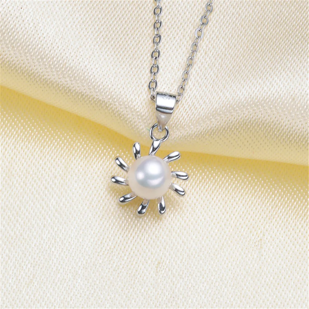 

1PCS Pearl Tray End Cap S925 Sterling Silver Bead Caps Clasps Clip Fitting Round Beads Pendants DIY Necklace Findings