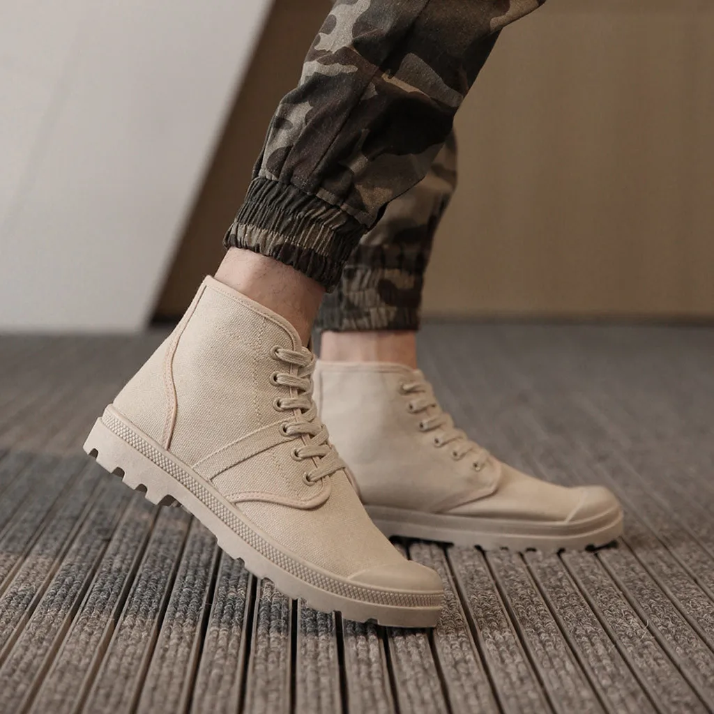 

Shoes 2021 Men Casual Comfortable Breathable High-top Lace-up Canvas Shoes Students Classic Non-slip Hiking Shoes Male Fashion