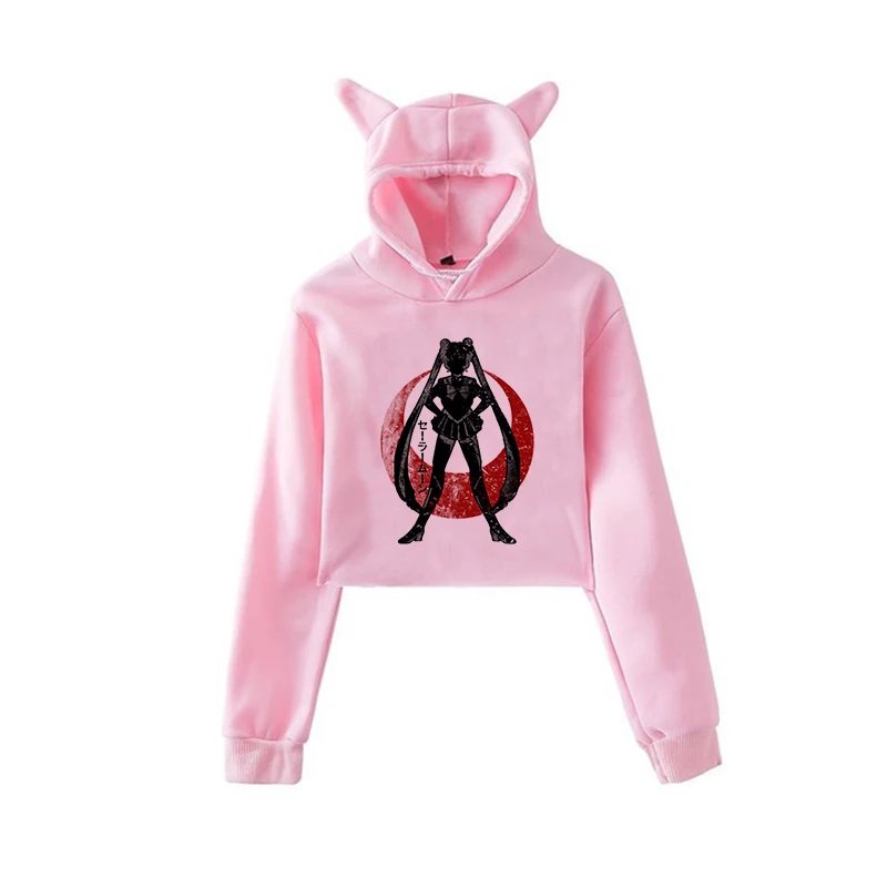 Сейлор Мун Харадзюку Толстовка корейский стиль ulzzang kawaii 90s мультфильм одежда пуловеры новые негабаритные с капюшоном уличная