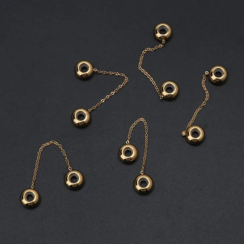 

5Pcs Safety Chain Rubber Stopper Beads Stainless Steel For Snake Chain Bracelets