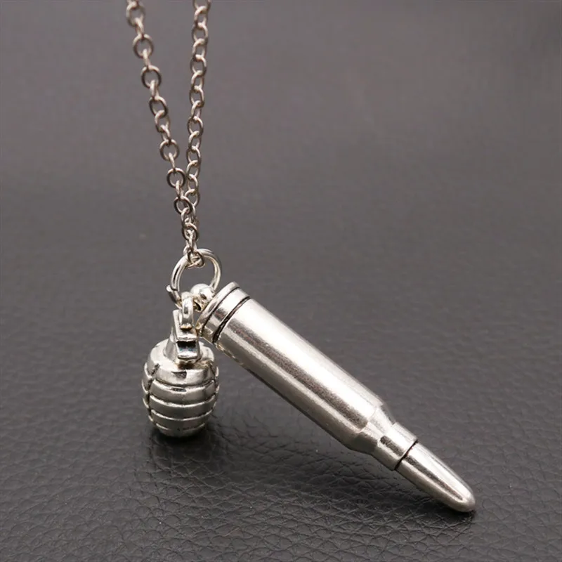 Креативное металлическое ожерелье ручной работы Bullet & M2 с гранатой 3D в стиле хип