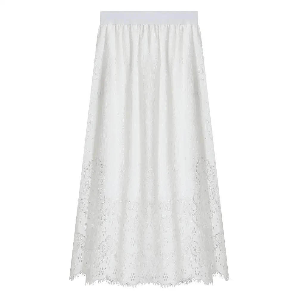 

women lace skirts long A line skirt female 7224#
