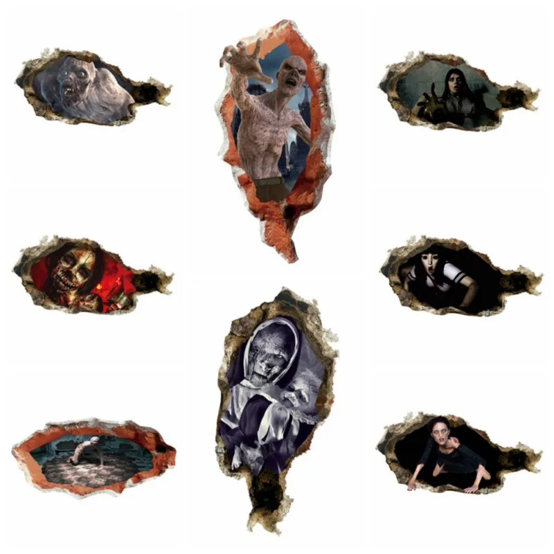 Хэллоуин 3D самоклеющиеся наклейки на стену зомби удалить настенные бумага