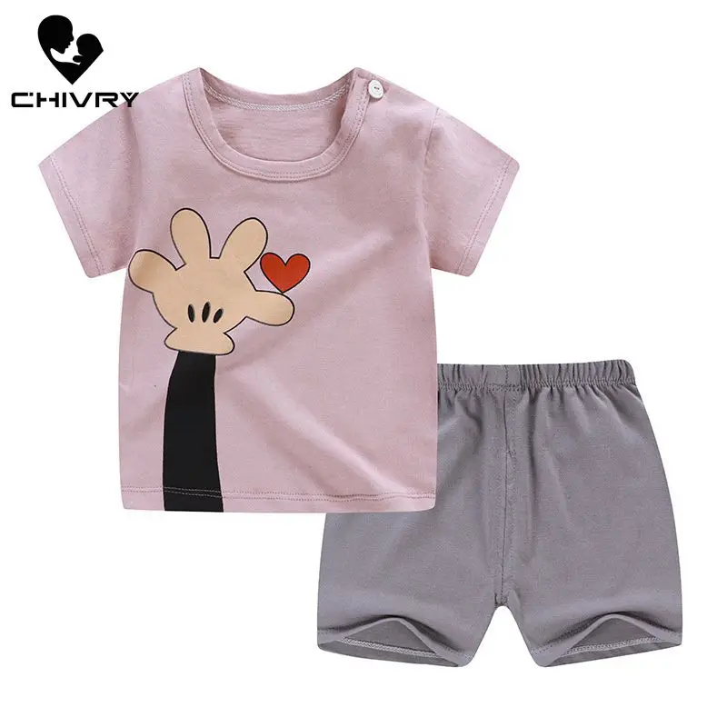 Новинка 2020 летний комплект детской одежды для мальчиков Милая футболка с