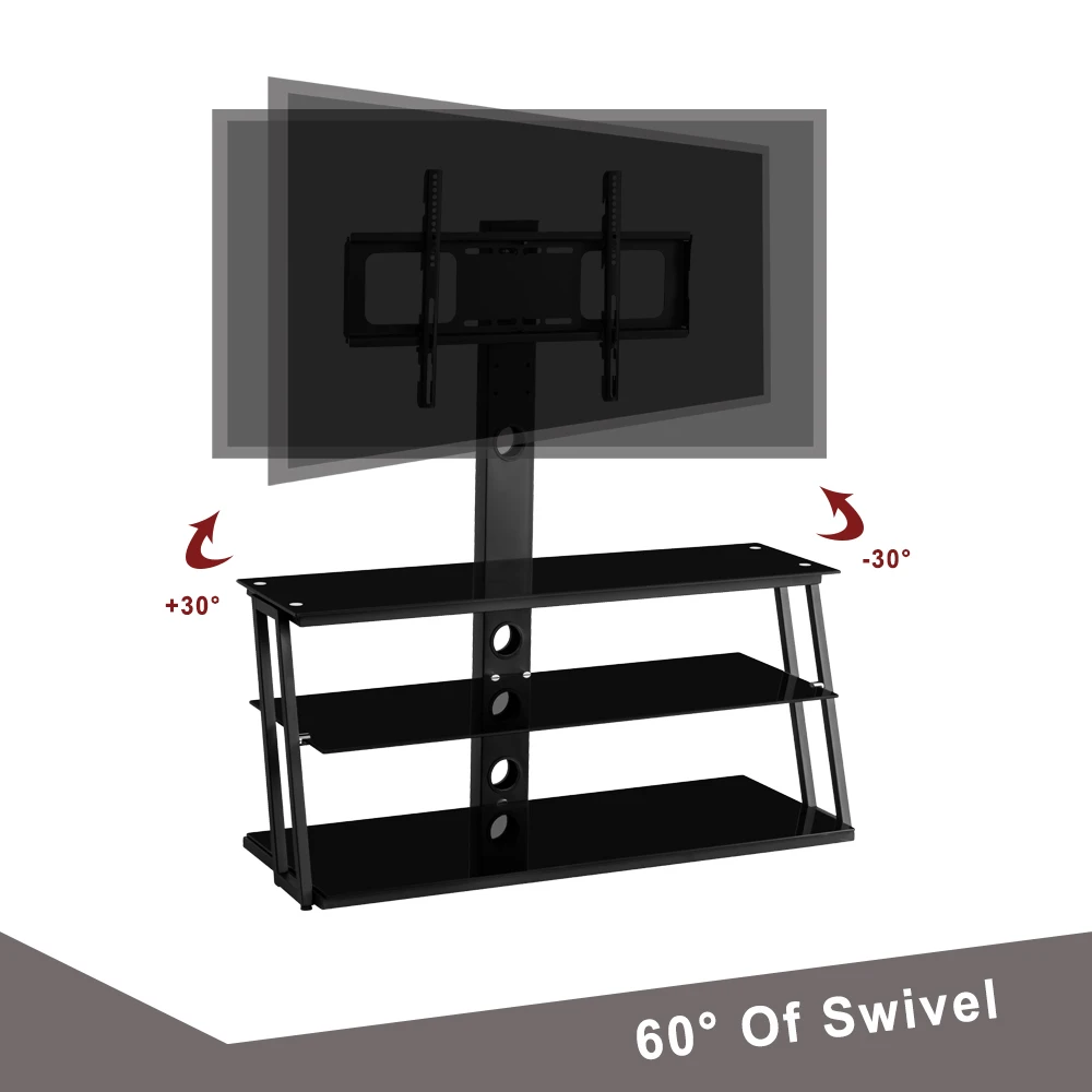 

Black Multi-Function Angle And Height Adjustable Tempered Glass TV Stand