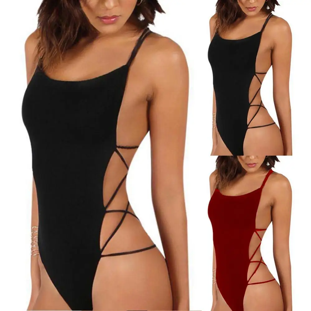 

50% HOT SALE Sexy Strappy Backless Women Solid Color Monokini One-piece Swimwear Bodysuit Women's Swimsuits 2021 Female Swimmin