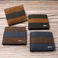 mens wallet vintage money bag solid color leather business short wallet famous walltes monedero patchwork soft purse coin