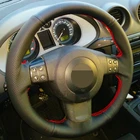 Черный прошитый вручную чехол рулевого колеса автомобиля из искусственной кожи для Seat Ibiza 6L leon 2007 2008
