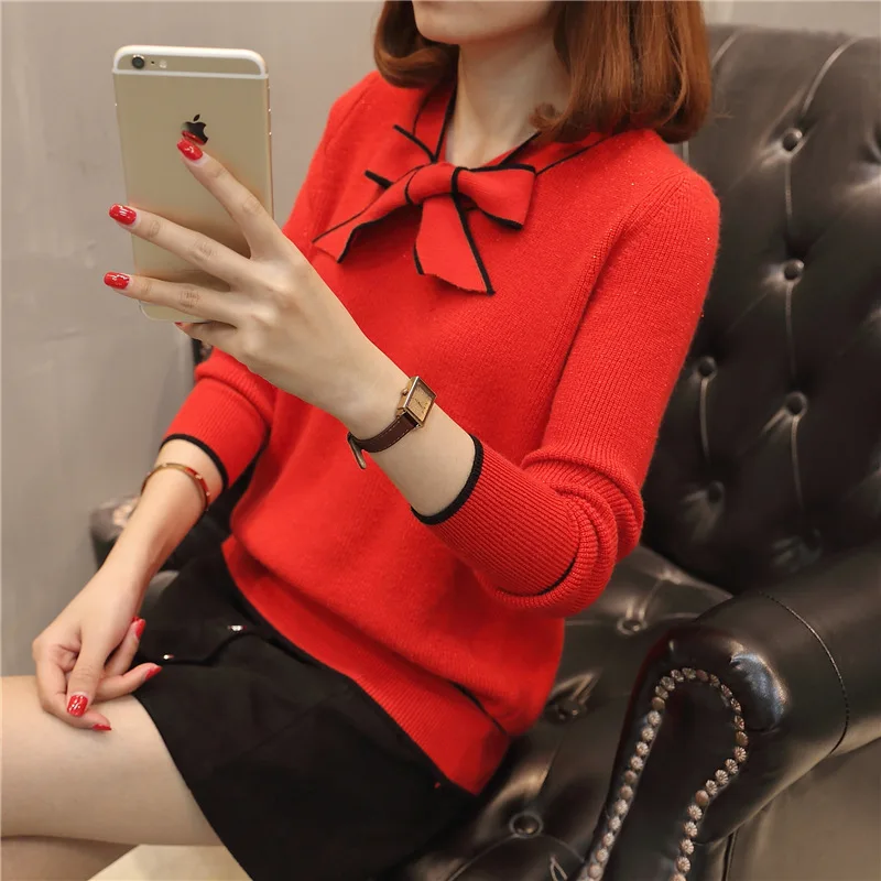 

Autumn Long Sleeve Plus Size Pullovers Elegant Fashion Women Loose Female cashmere Sweater Black