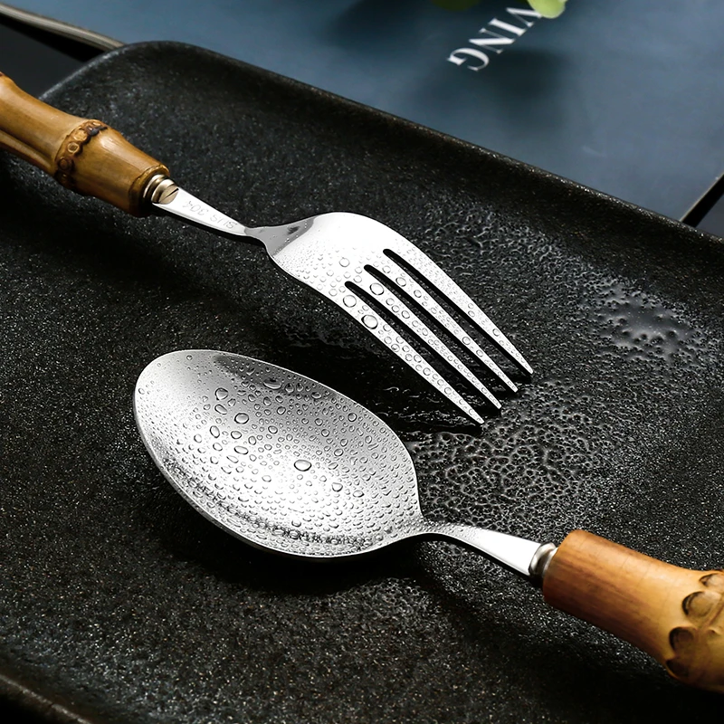 Набор столовых приборов из натурального бамбука 4 шт. | Дом и сад