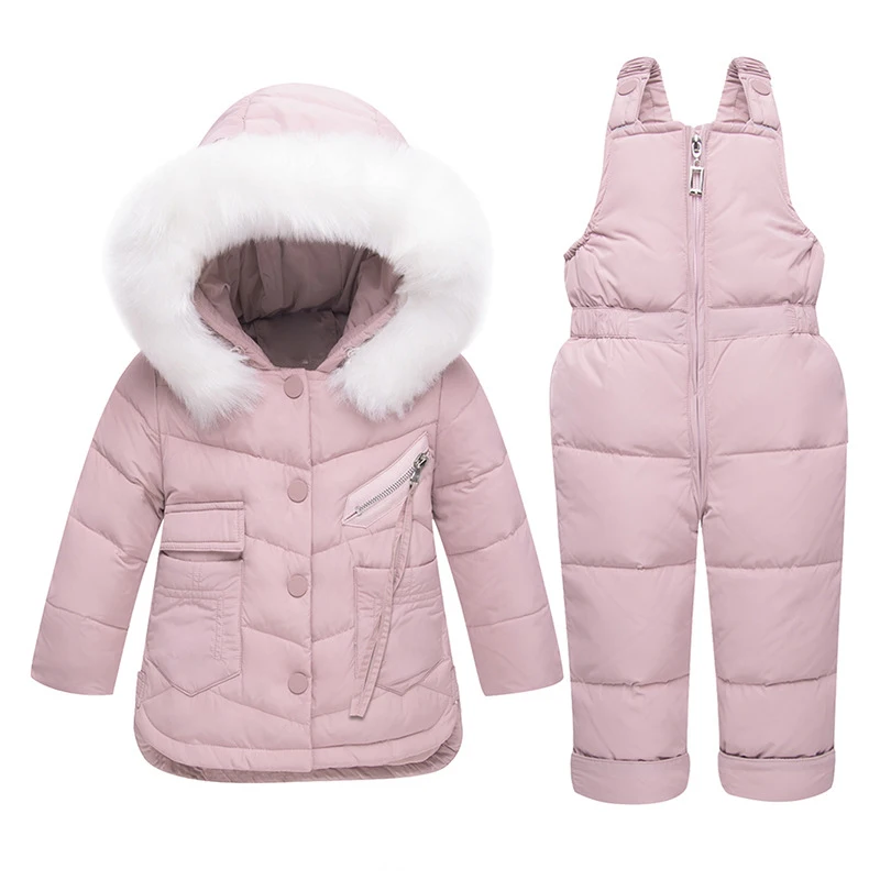 Medium Long Down Jacket Set Children Warm Down Coat Boys Girls Thick Winter Clothing Kids Snowsuit Toddler New Year Clothing