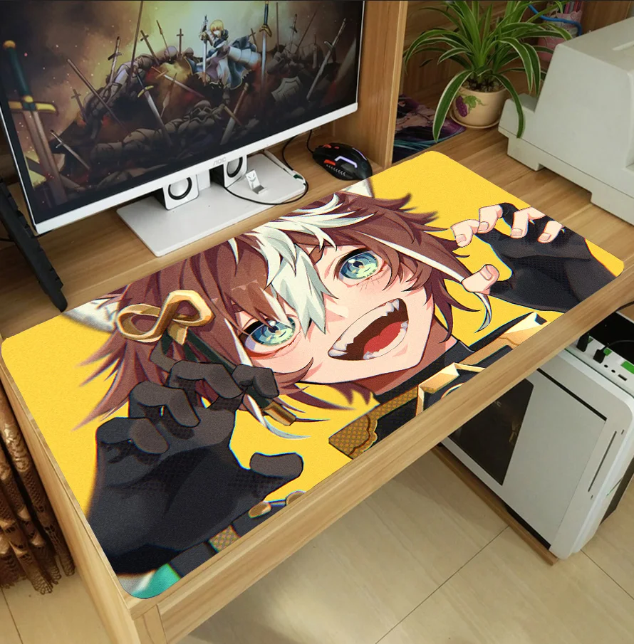 

Милый большой коврик для мыши Genshin Impact Gorou с аниме-играми, игровой коврик для клавиатуры, нескользящий игровой коврик в подарок
