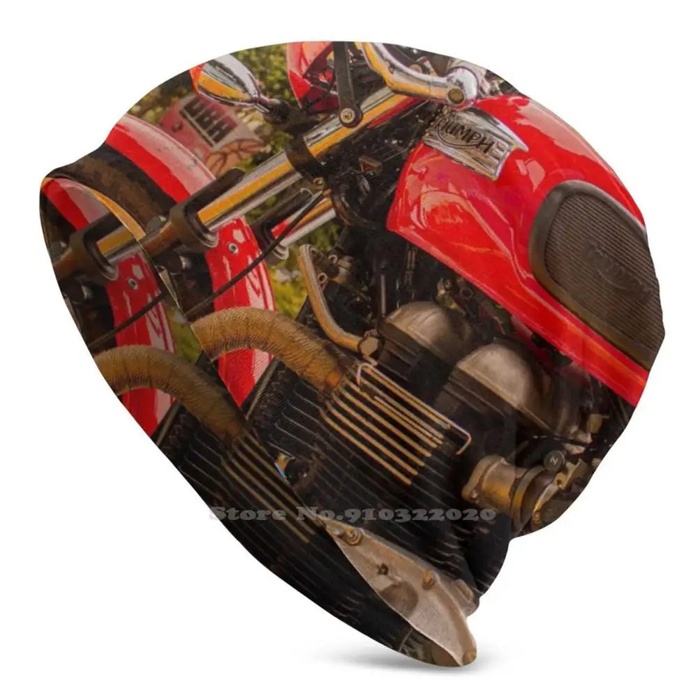 

Вязаная Шапка-бини для мотоциклистов, спортивная шапка, мотоциклетный велосипед, Байкерский закат, красный гоночный ретро