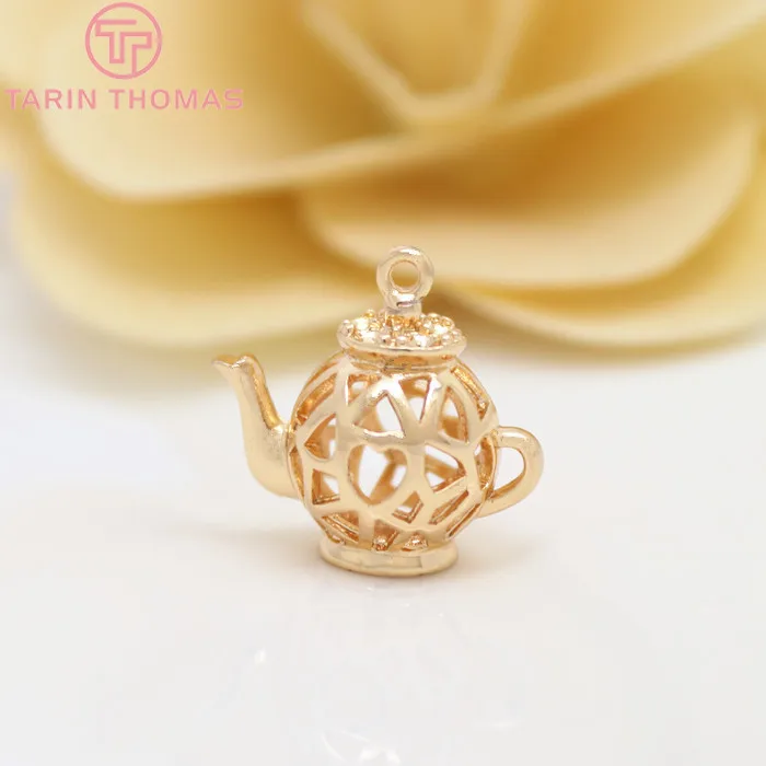 4 шт. подвески в виде чайника из латуни с золотым покрытием цвета шампанского 17x18