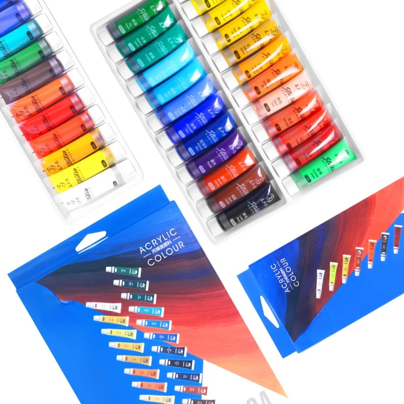 Juego de pinturas acr&iacute;licas pintadas a mano, 12 colores, 24 colores, 15ml, a prueba de agua-2