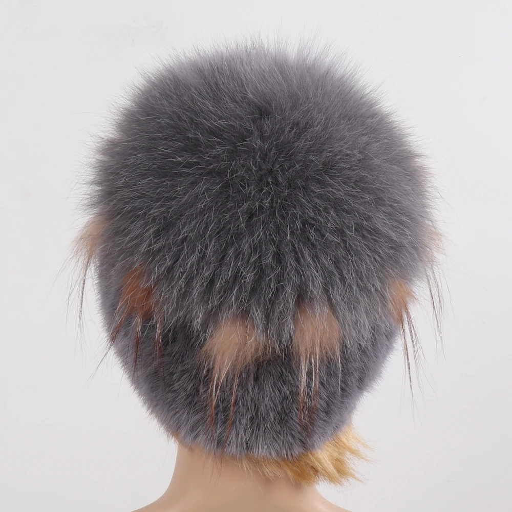 Женская шапка бомбер ручной вязки из натурального меха норки шапки лисьего