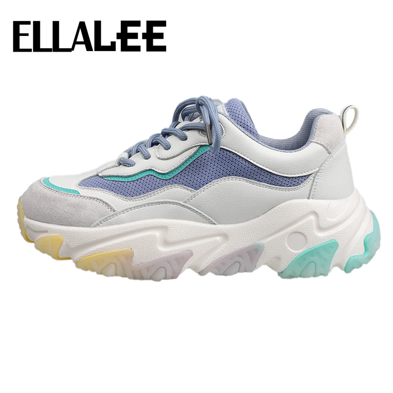 Женские массивные кроссовки ELLALEE из натуральной кожи на шнуровке дышащие