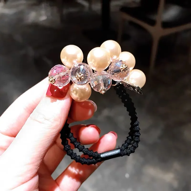 

Pearl Crystal Hair Rope for Women 2020 Korea Modal Elastic Hair Bands Girl Party Accessories