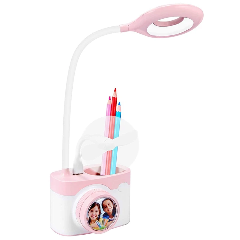 

Table Lamp with Fan Rechargeable Desk Lamp with USB Charging Port & Pen Holder, 3 Stepless Dimming for Bedroom