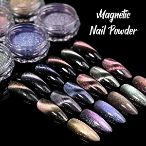 Cat Magnetic Nail Powder Shiny Sparkly Glitter Powder Nail Gel Polish Sand Pigment Magnet Chrome Dus in Pakistan