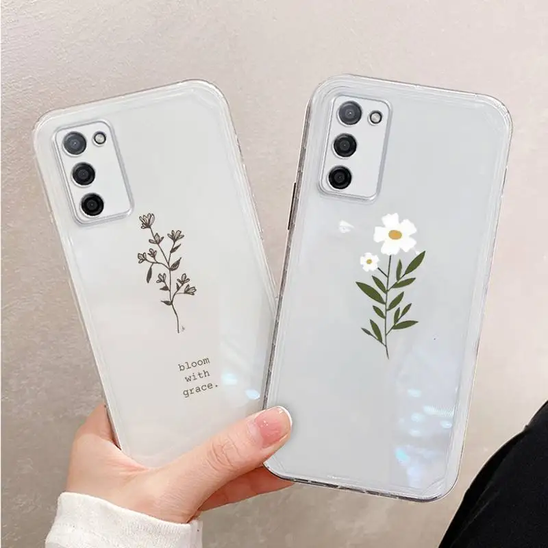 

Great Aesthetic Flower art Phone Case For Xiaomi Mi 11 Ultra Lite 10 Redmi Note 9 8 7 9a K30S K40 Pro Transparent Coque