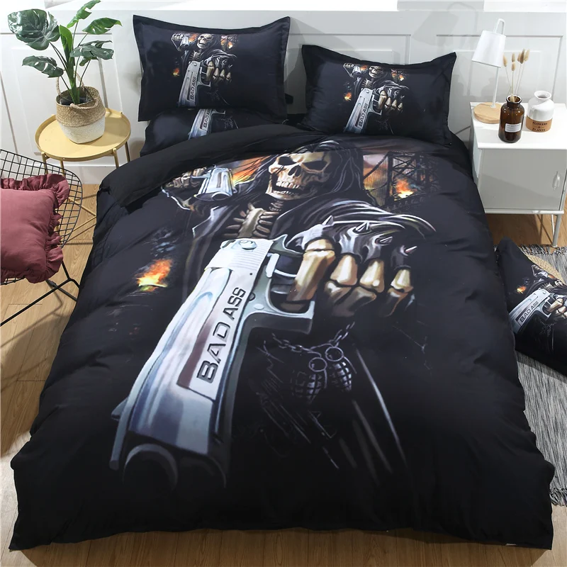 

Skeleton gunner 3D Print Comforter Bedding Set Duvet Covers Pillowcase Home Textile Queen King Size Luxury Fantasy Cool Bedroom