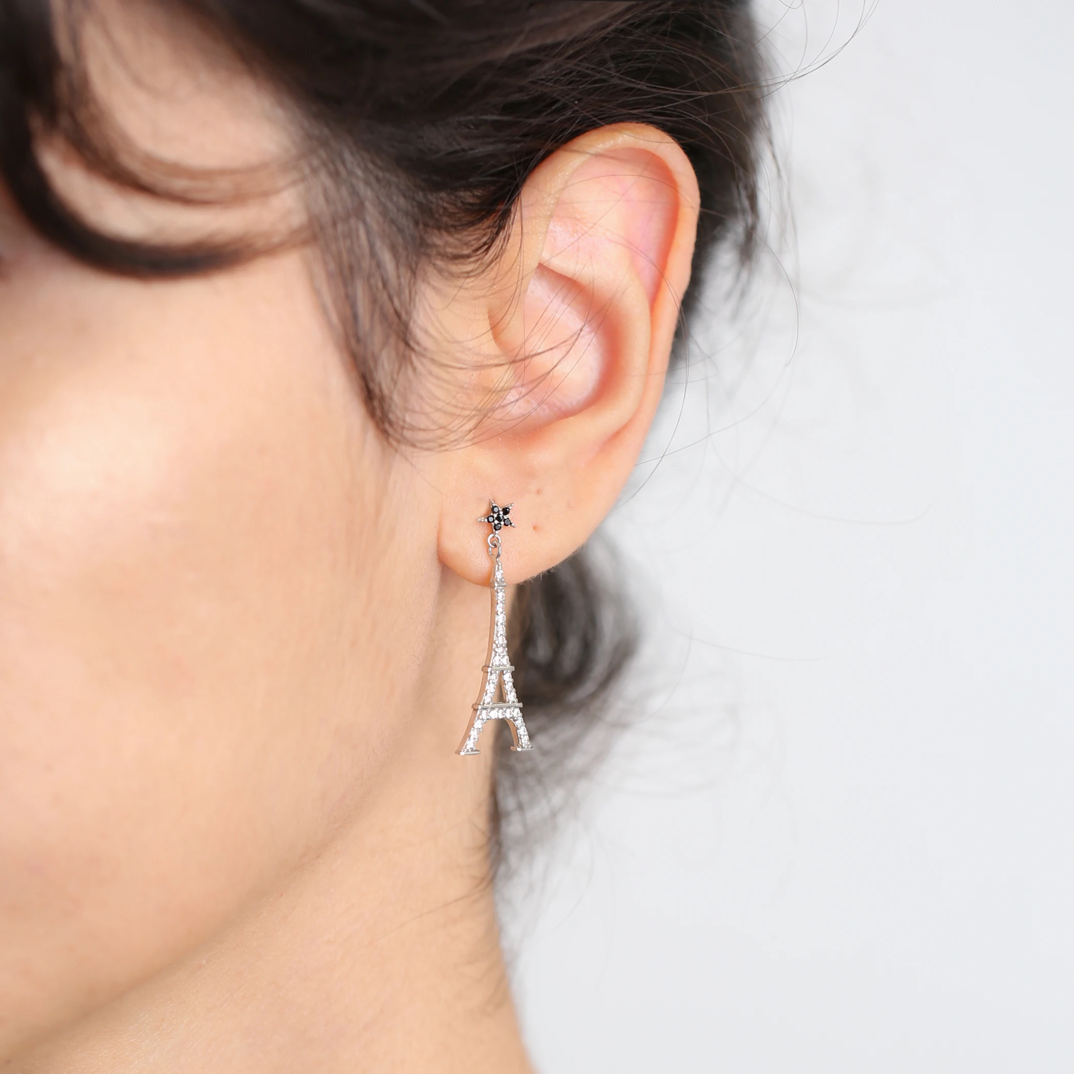 

SPENTA Jewelry Eiffel Tower Shape Earring Silver Figure 925 Silver Earring Handmade In Turkey