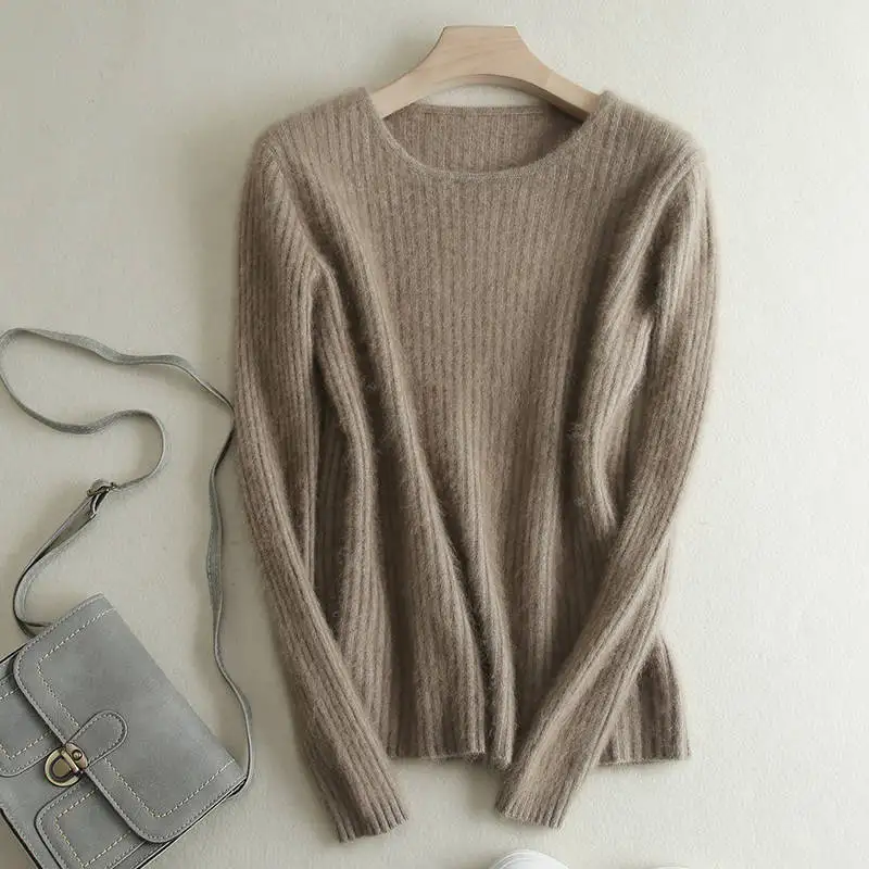 camel Loose Sweater Women Hot Sale Soft Jumpers Mink Cashmere Knitted New O-Neck Standard Clothes Ladies Pullovers - Цвет: camel