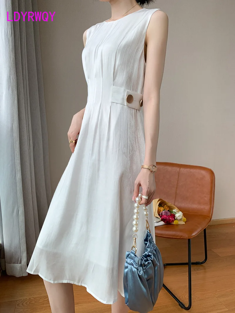 

LDYRWQY 2021 new Korean summer temperament short sleeve pure color sexy fashion dress Office Lady