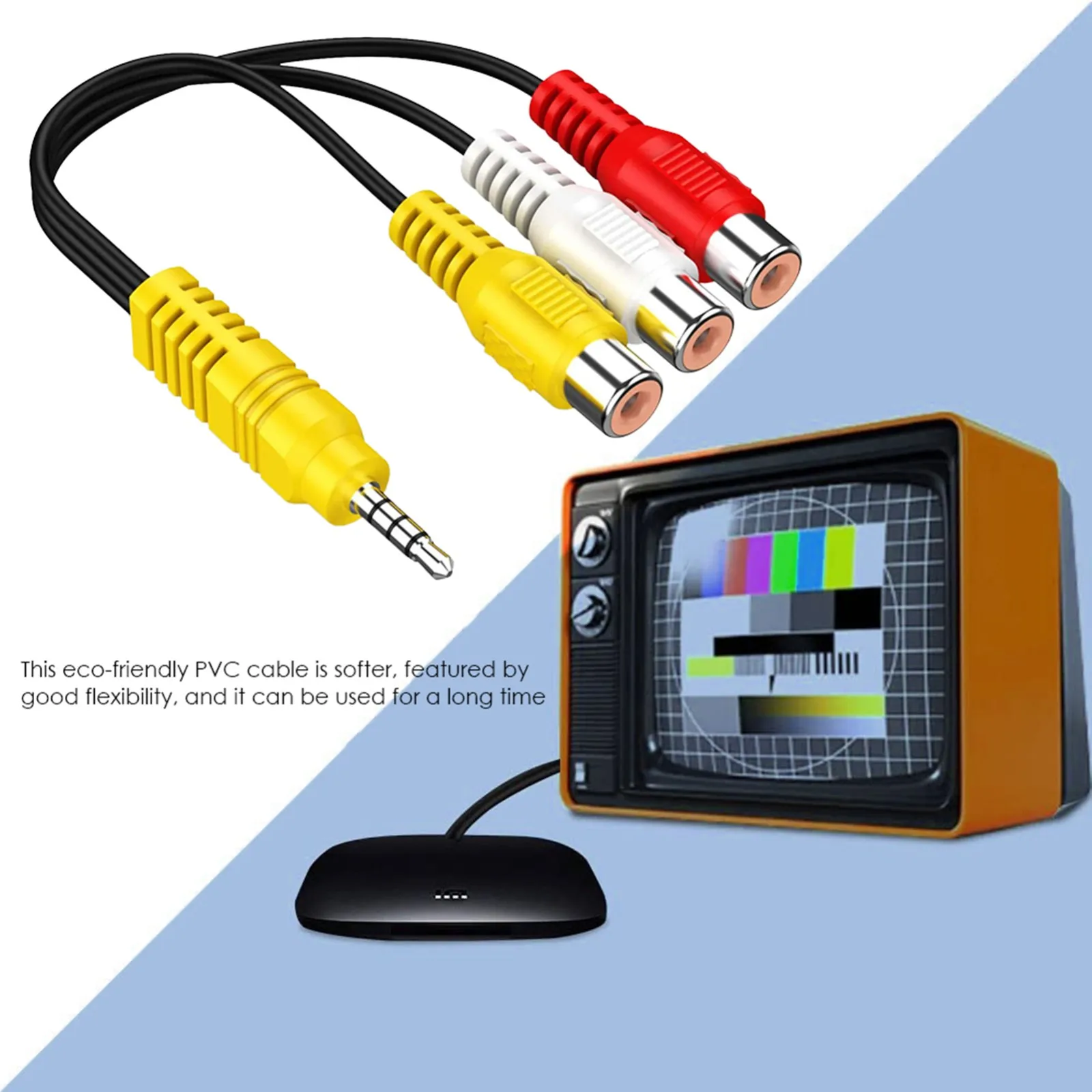

3.5Mm To 3 Rca Cable Video Component Av Adapter Cable for Tcl Tv Video Cable Accessories