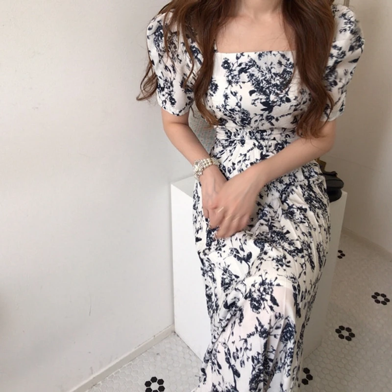 

Women Boho High Quality Floral Print Vintage Dresses Female Summer Holiday Casual Dress Vestidos 2021