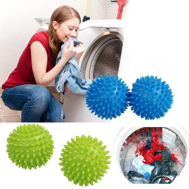 

2 pcs Random Color Magic Reusable Washing Laundry Dryer Balls Clothes Will Come Out Soft Fluffy Fewer Wrinkles Less Static Cling