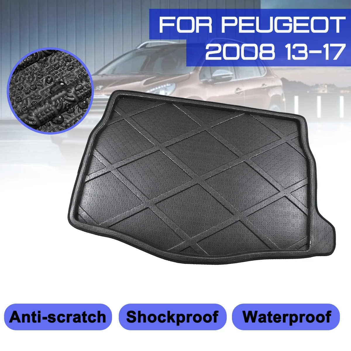 Для Peugeot 2008 2013 2014 2015 2016 2017 коврик для багажника автомобиля водонепроницаемый пола