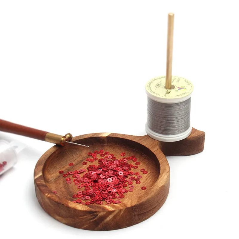

Винтажная деревянная стойка для катушек, 1 шт., лоток для хранения вышивки бисером, поднос «сделай сам», аксессуары для рукоделия и шитья