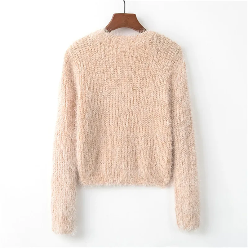 Женский пуловер с длинным рукавом Artguy повседневный укороченный свитер пушистый