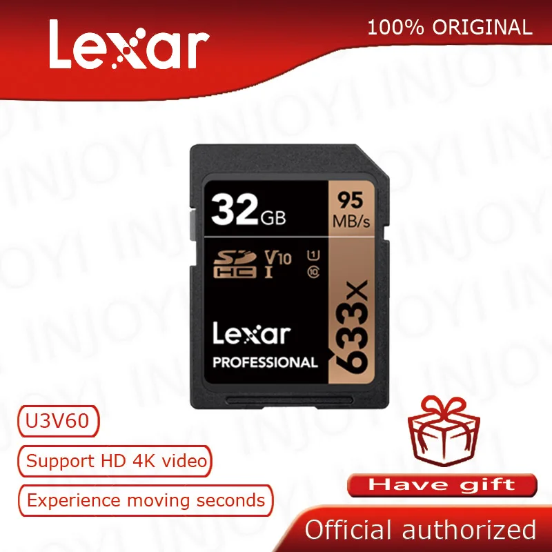 Оригинальная карта памяти Lexar Class10 U3 128 ГБ SDHC SDXC 32 16 64 C10 95 МБ/с./с SD для камеры |
